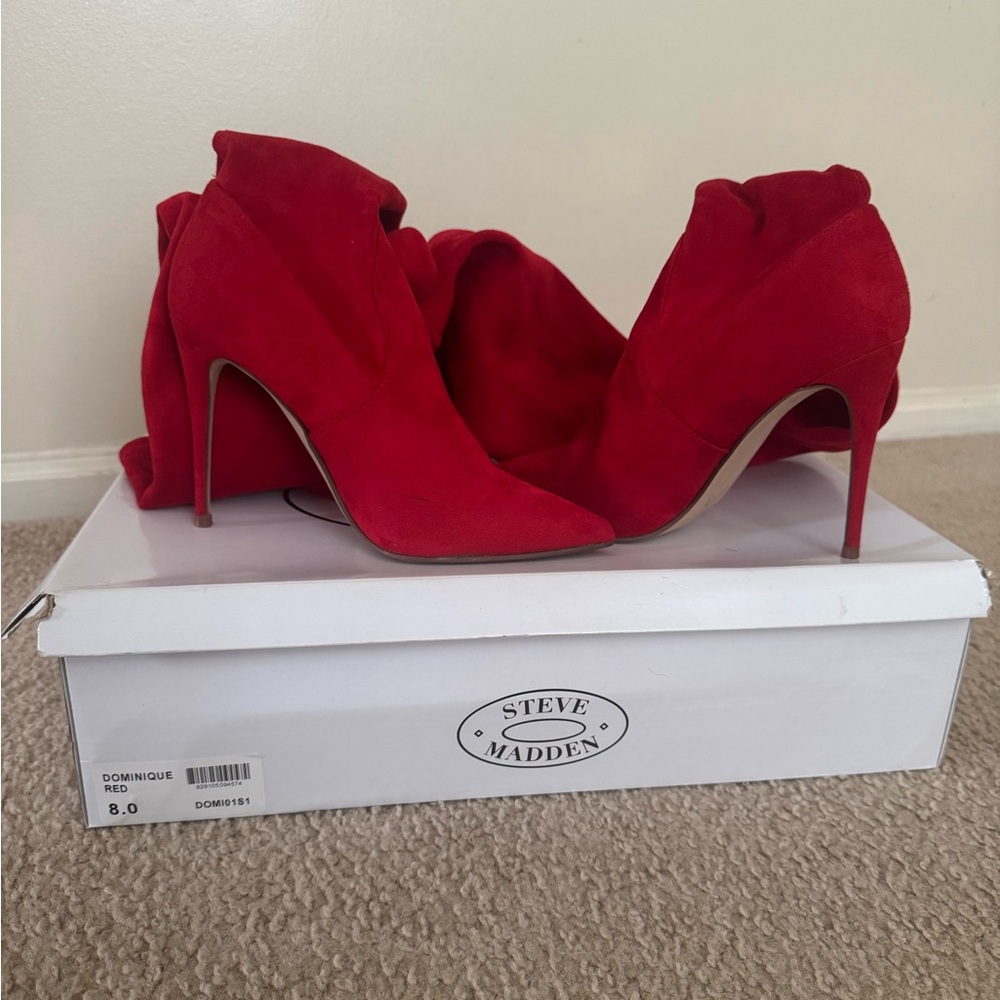 Steve Madden Women's Suede Red Thigh High Boots
